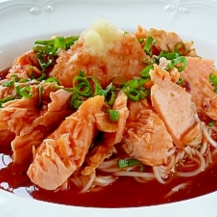 焼鮭の冷たいトマトジュースおろしそうめん レシピ 作り方 By ぽんぽんぷー 楽天レシピ 焼鮭の冷たいトマトジュースおろしそうめん レシピ 作り方 By ぽんぽんぷー 楽天レシピ